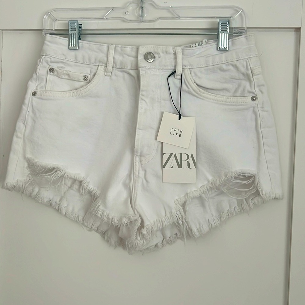 Zara high waist cut off jean short